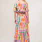 And The Why Asymmetric Geo Printed Tiered Maxi Skirt - Farnelli