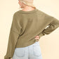 VERY J Exposed Seam V-Neck Ribbed Knit Top - Farnelli