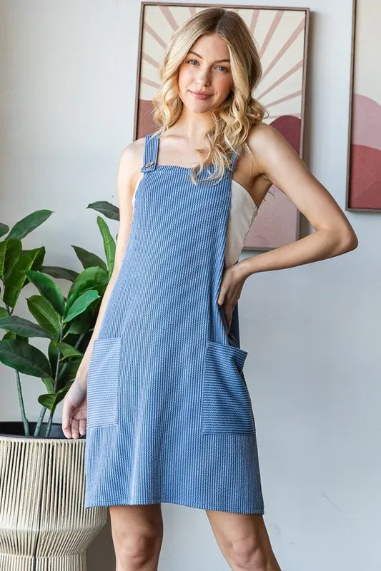 Heimish Full Size Ribbed Sleeveless Mini Tank Dress Plus Size - Farnelli