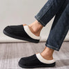 Contrast Round Toe Flat Slippers - Black