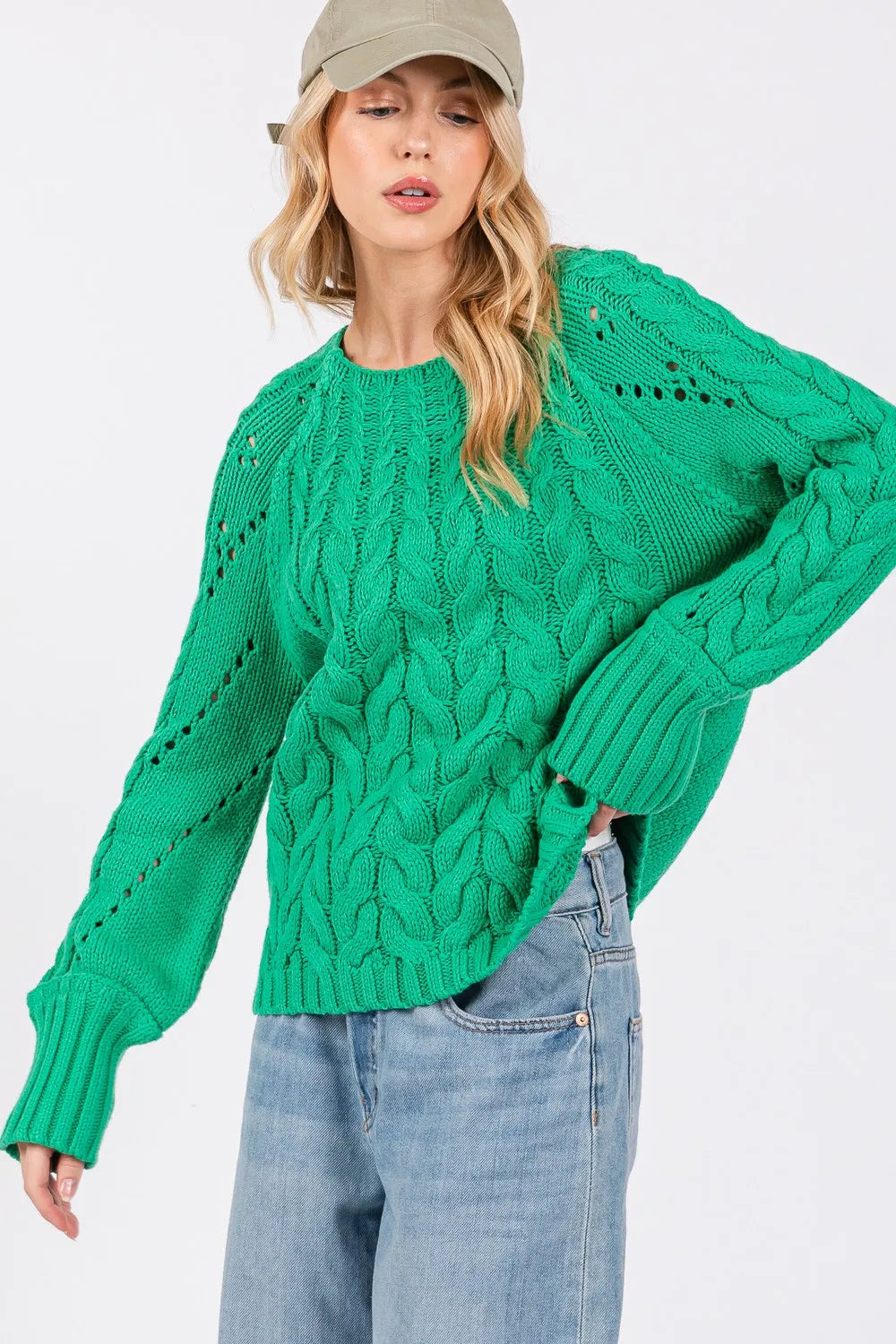 SAGE + FIG Cable-Knit Long Sleeve Sweater - Farnelli