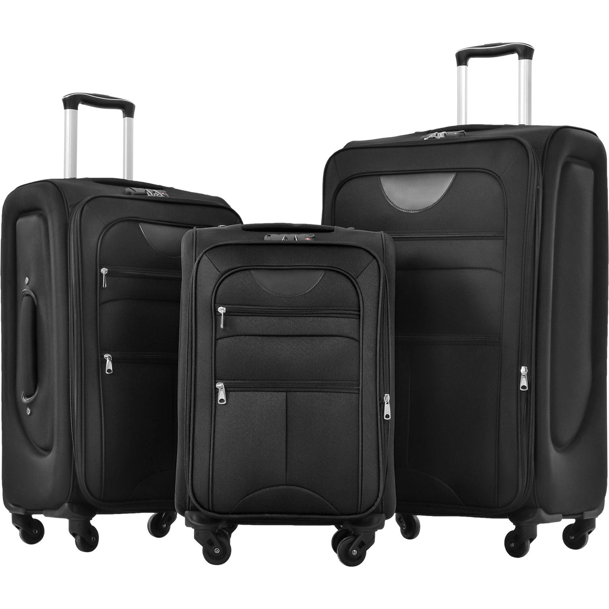HouseOfZazla expandable softside luggage 3-piece set with spinner wheels in multiple colors
