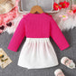 Children's Floral Applique Ribbed Top & Button Decor Skirt Set - Farnelli