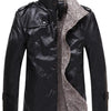 Men's Plus Size Button Up Fleece Lined Coat - Black