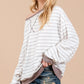 Ces Femme Striped Round Neck Drop Shoulder Sweatshirt - Farnelli