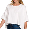 Zenana Premium Cotton Oversized Round Neck Box T-Shirt - WHITE