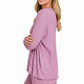 Zenana Soft Melange Long Sleeve Tee and Shorts Set - Farnelli