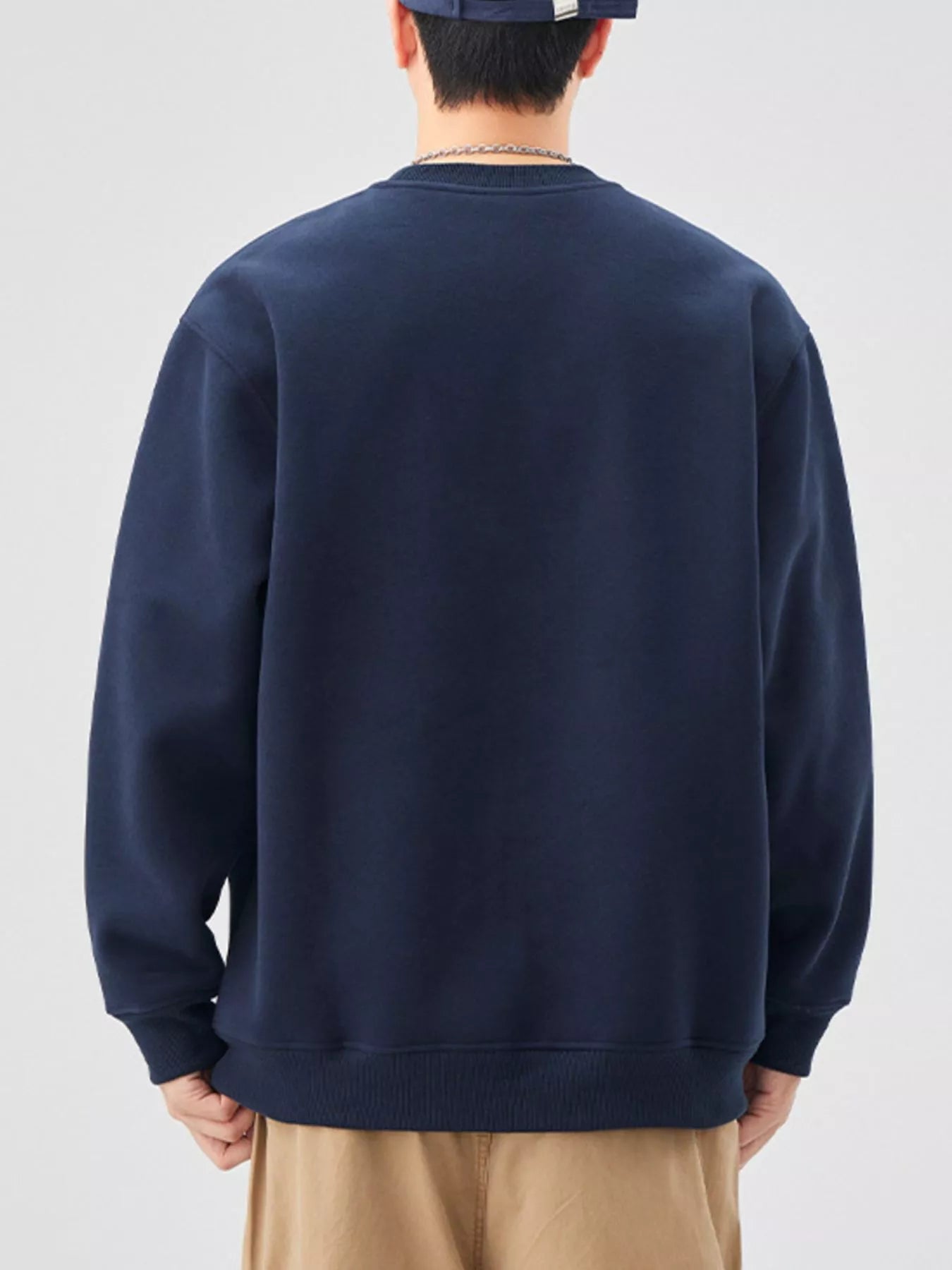 Men's Plus Size Letter Graphic Crew Neck Sweatshirt - Farnelli