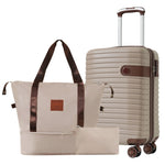 HouseOfZazla khaki 3-piece hard case luggage set with lightweight design and 360° spinner wheels