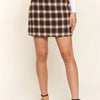 And The Why Full Size Brushed Plaid Mini Skirt - Brown