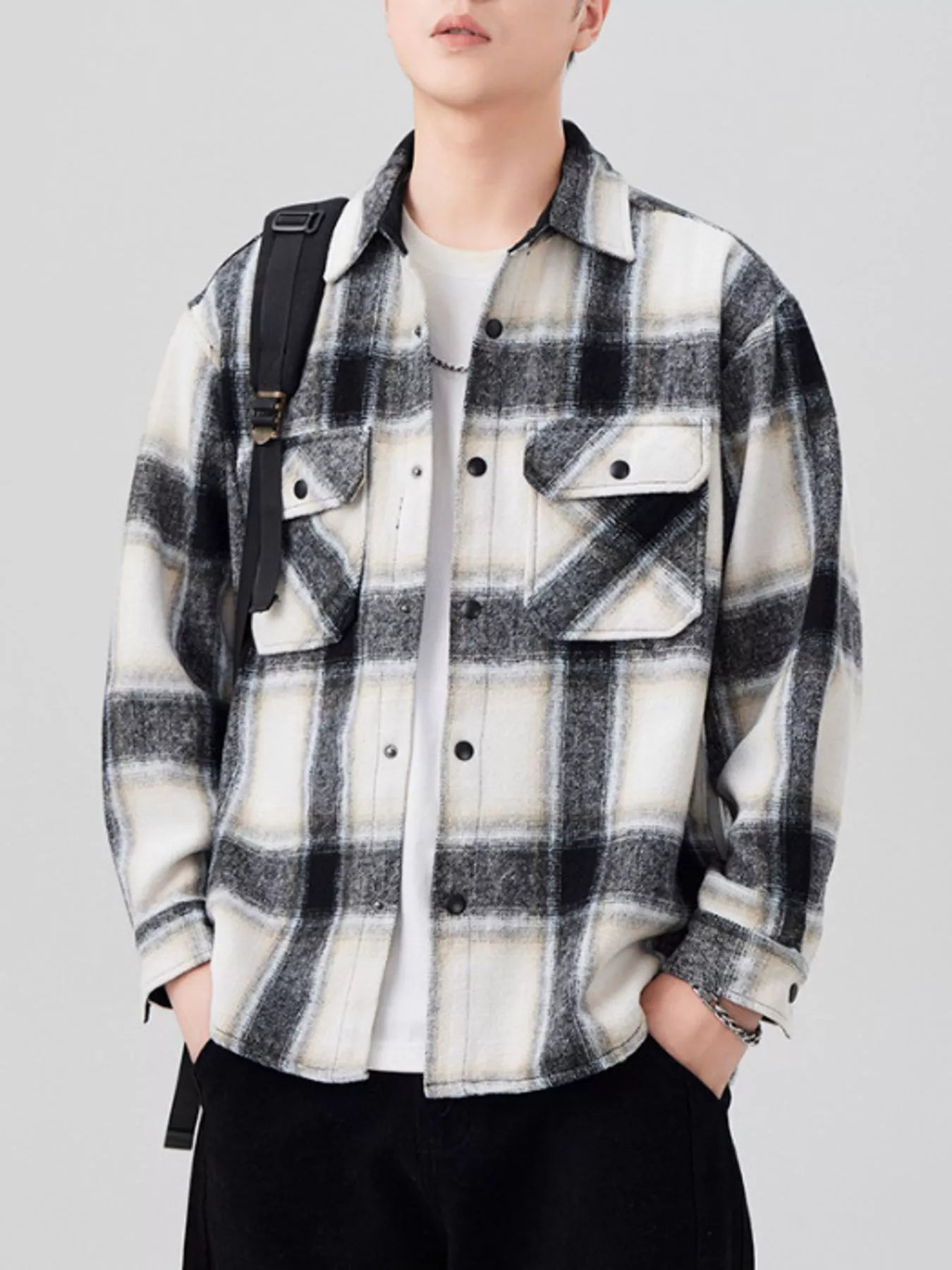 Men's Plaid Button Up Long Sleeve Shirt - Farnelli