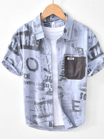 Men's Printed Button Up Short Sleeve Shirt - Farnelli