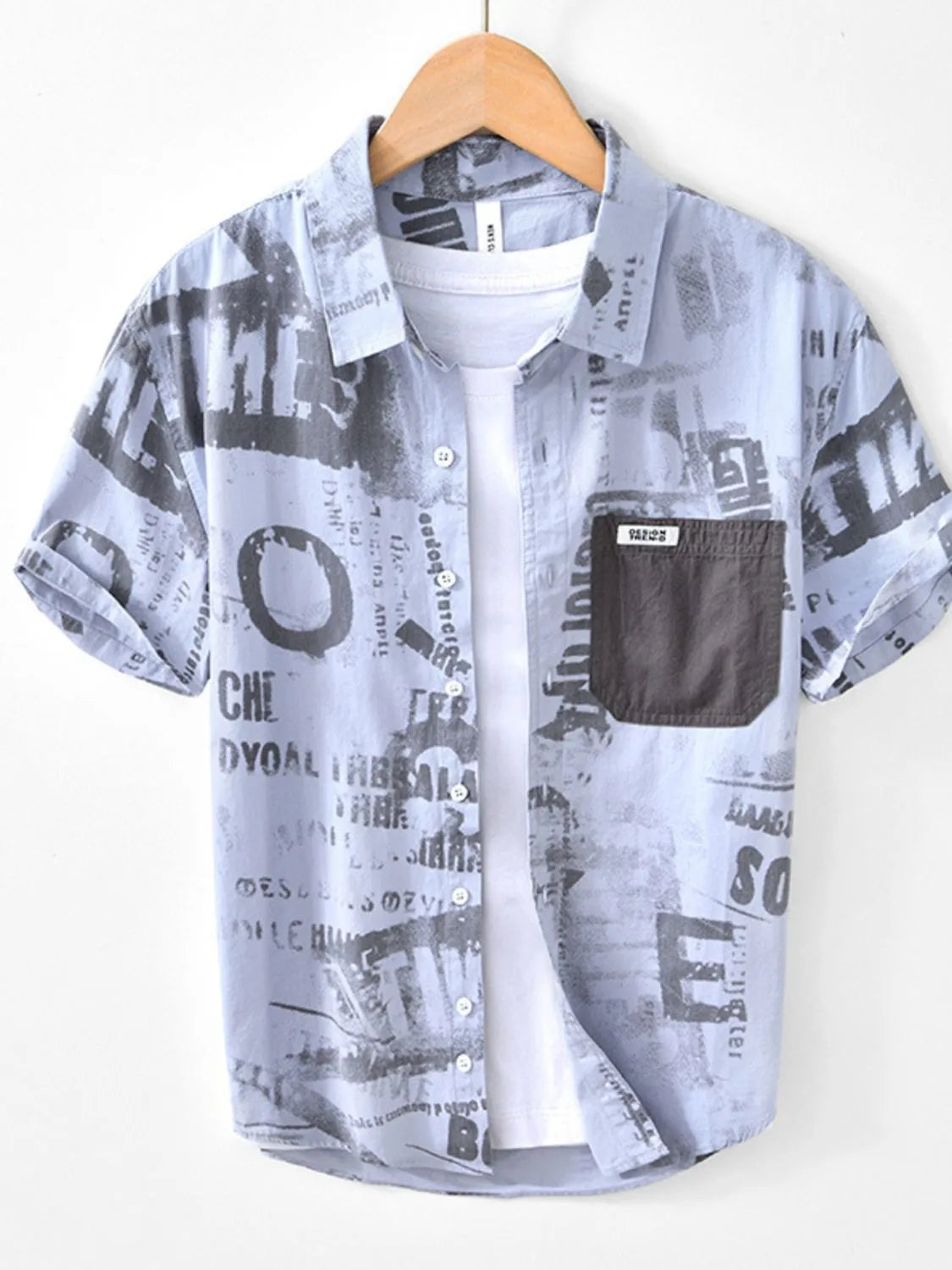 Men's Printed Button Up Short Sleeve Shirt - Farnelli