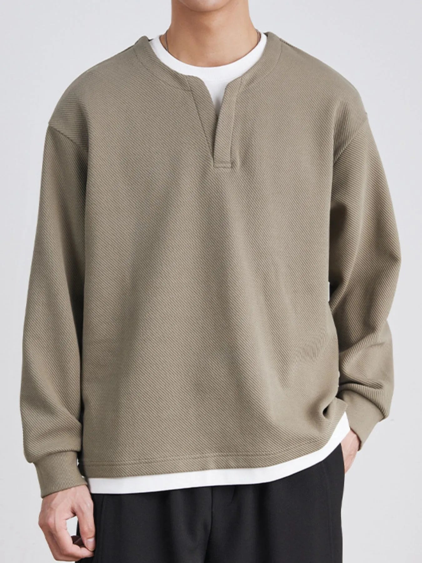 Men's Plus Round Neck Long Sleeve Sweatshirt - Farnelli
