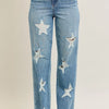 Judy Blue Full Size High Waist  Rigid Magic Star Shaped Destroy 90's Straight Jeans Plus Size - MD