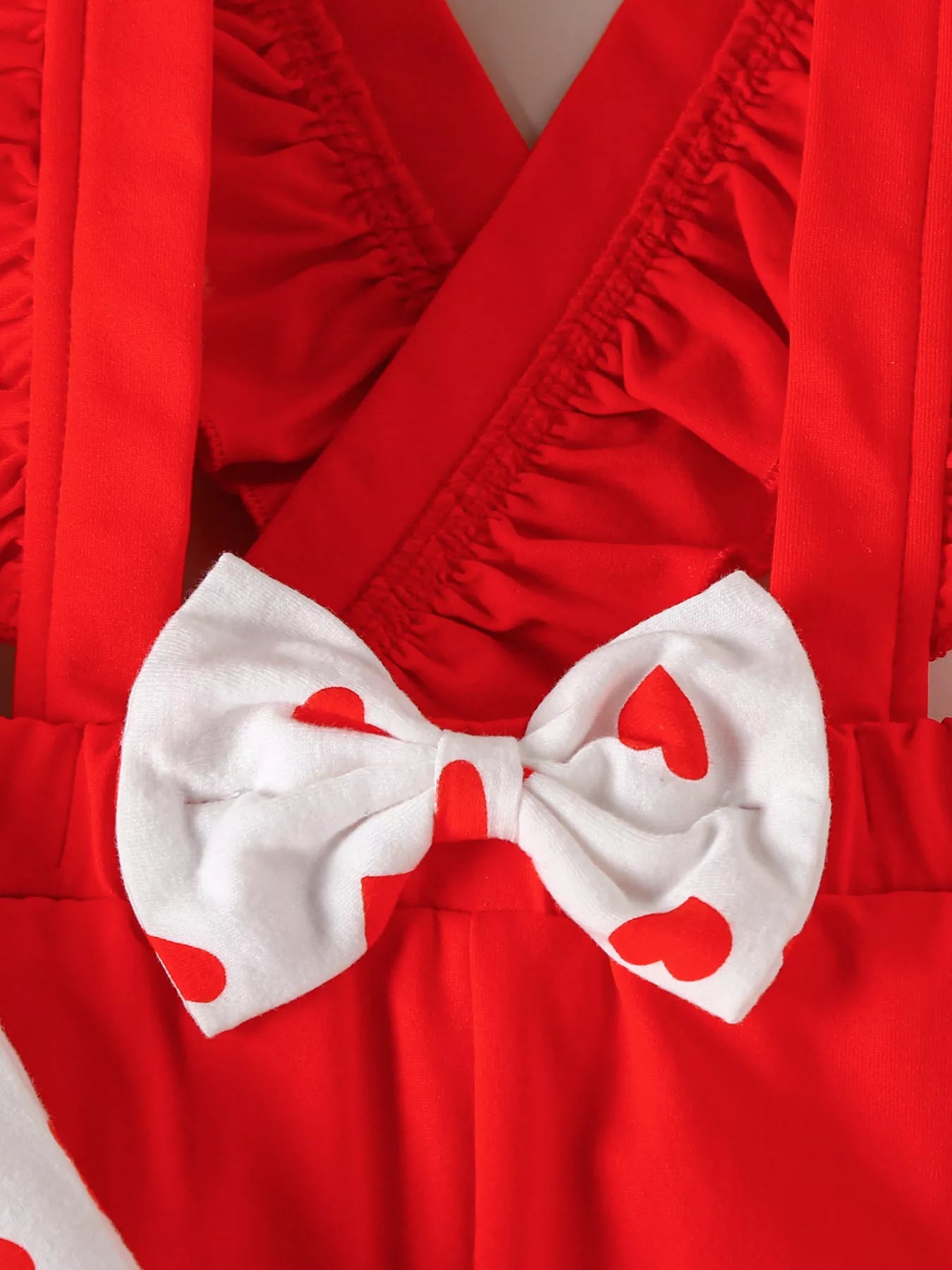 Children's Heart Print Top and Suspender Pants Set - Farnelli