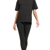 Zenana Full Size Brushed Dty Microfiber Short Sleeve Top and Pants Loungewear Set Plus Size - BLACK