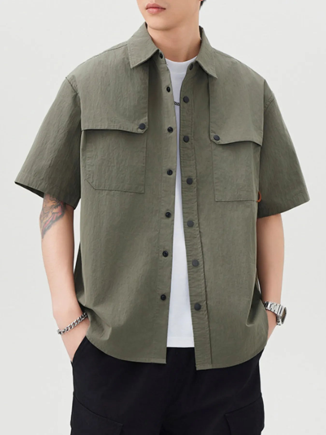Men's Button Up Short Sleeve Shirt - Farnelli