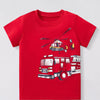 Children's Fire Truck & Helicopter Graphic Short Sleeve T-Shirt - Red