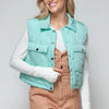 Snobbish Snap Down Quilted Crop Vest - Green