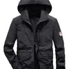 Men's Plus Size Lightweight Hooded Windproof Outdoor Jacket - Black