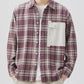 Men's Plus Size Plaid Button Down Shirt with Contrast Pocket - Farnelli