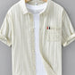 Men's Plus Size Striped Button Up Short Sleeve Shirt - Farnelli