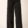 Mittoshop Low Rise Elastic Cover Waistband Cargo Pants - Black