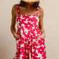 BiBi Floral Prints Tuck Detail Short Overall With Pockets - Farnelli
