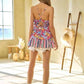Davi & Dani Floral Smocked Sleeveless Ruffle Back Tie Top - Farnelli