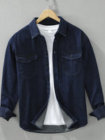 Men's Plus Size Button Up Long Sleeve Denim Shirt - Farnelli