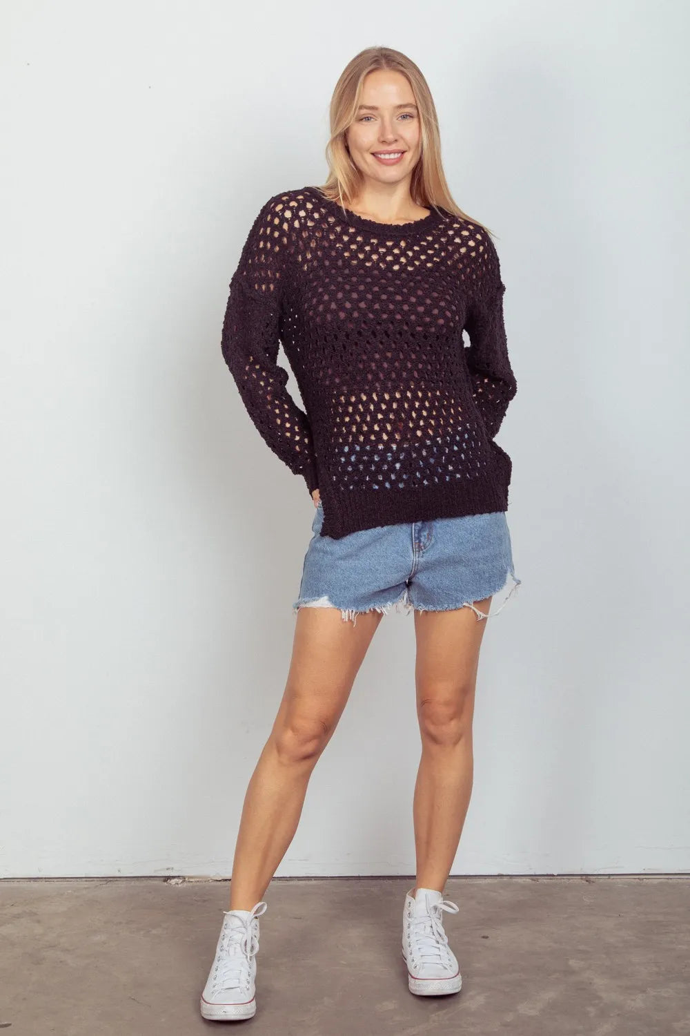 VERY J Openwork Slit Knit Cover Up - Farnelli