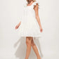 And The Why Origami Pleating Ruffled Sleeve Tiered Dress - Farnelli