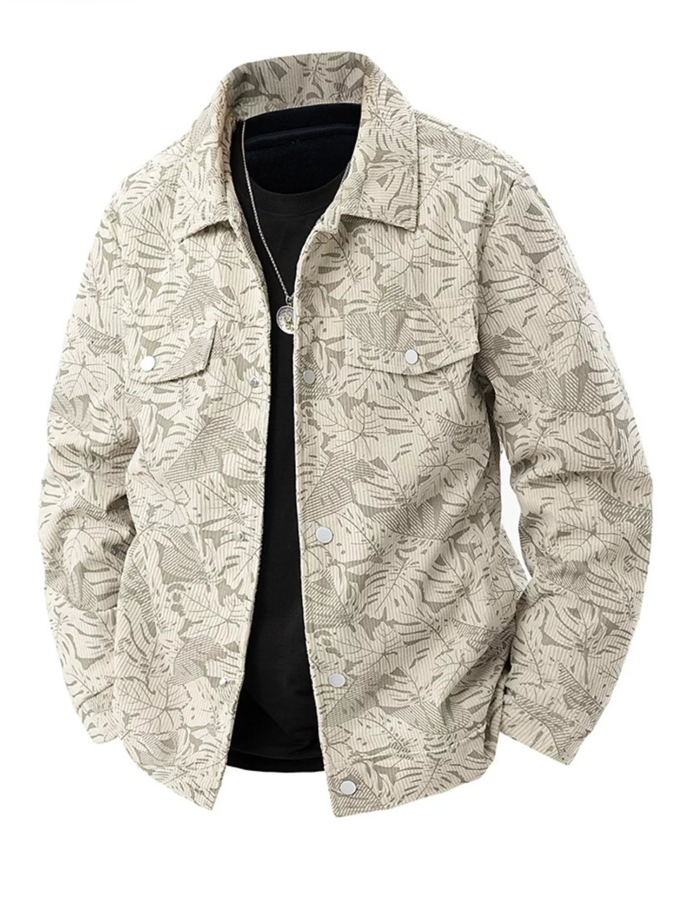 Men's Plus Size Corduroy Snap Down Casual Jacket - Farnelli