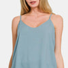 Zenana Two Layered Spaghetti Strap Cami - BLUE GREY