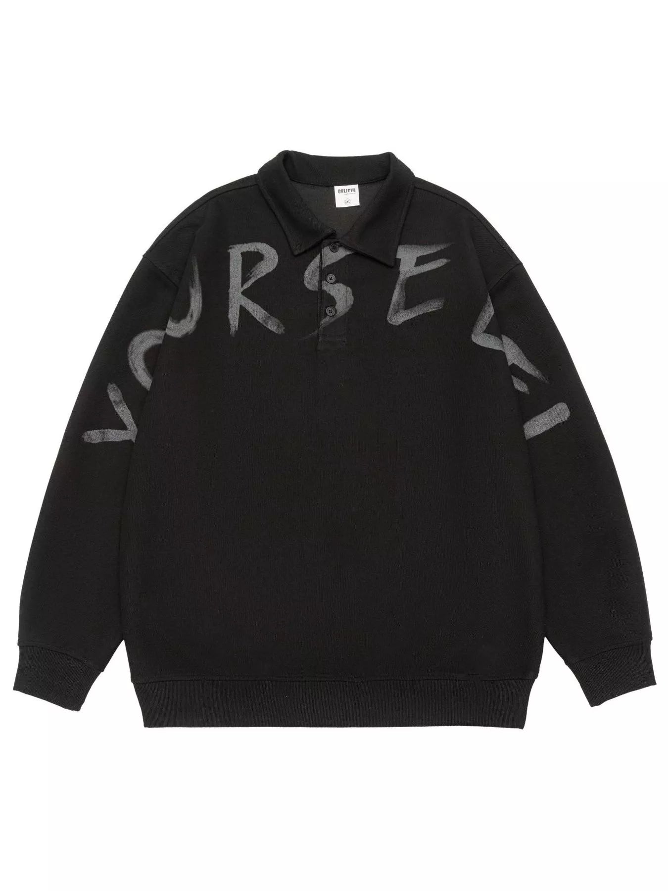 Men's Plus Size Letter Long Sleeve Polo Sweatshirt - Farnelli