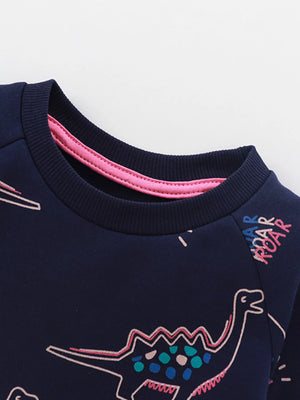 Children's Dinosaur Print Ruffle Hem Sweatshirt - Farnelli
