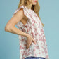 Umgee Full Size Two Tone Boxy Cut Floral Print Blouse Plus Size - Farnelli