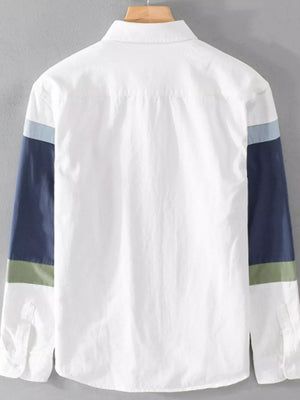 Men's Plus Size Contrast Button Up Long Sleeve Shirt - Farnelli