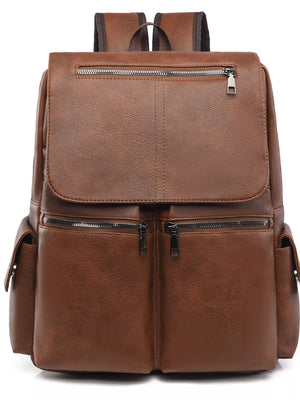 Leather Flapover Backpack Bag - Farnelli