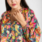 Umgee Full Size Satin Paisley Ruffle Neck Button-Up Shirt Plus Size - Farnelli