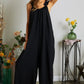 ADORA Full Size Elastic Ruffle Shoulder Jumpsuit Plus Size - Farnelli