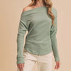 Aemi + Co One Shoulder Long Sleeve Knit Top - Sage