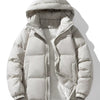 Men's Plus Size Zip Up Hooded Puffer Jacket - Beige