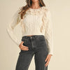 MABLE Ruffled Lace Crochet Sweater - Cream