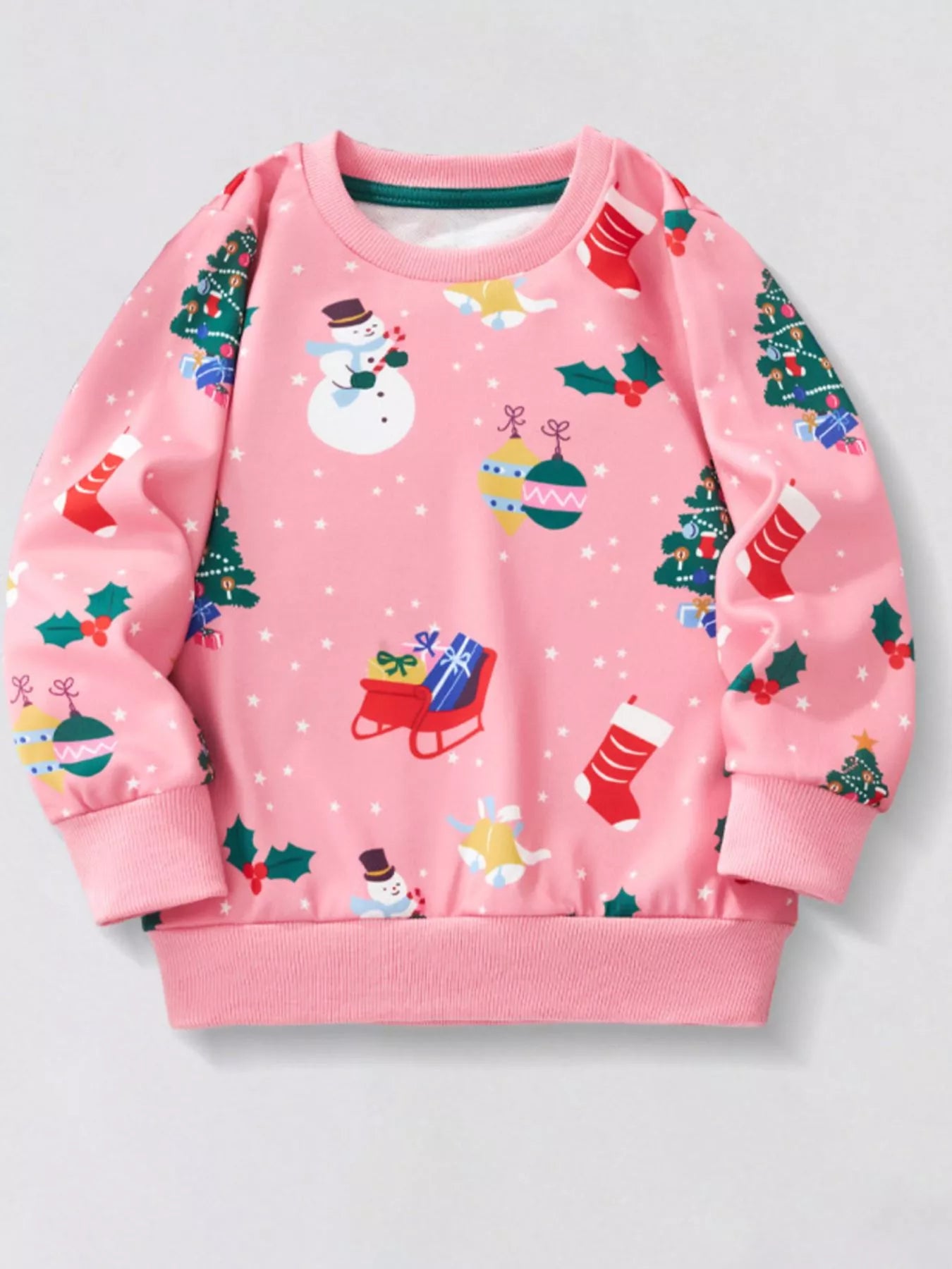 Children's Christmas Print Crew Neck Sweatshirt - Farnelli