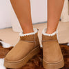 Cozy Winter Ankle Boots with Fluffy Fur Lining - Camel