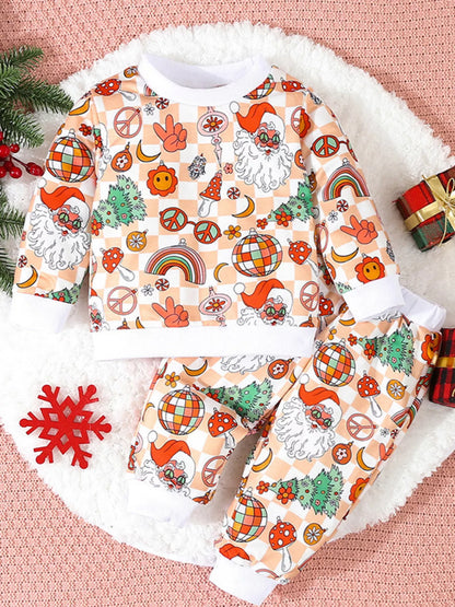 Children's Christmas Santa Print Long Sleeve Set - Farnelli