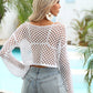 Hollow Out Boat Neck Flare Sleeve Cover-Up - Farnelli