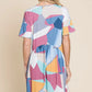 BOMBOM Ruched Color Block Short Sleeve Dress - Farnelli